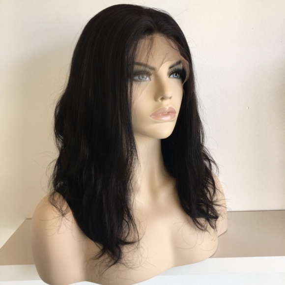 Full Lace Wig 100% Virgin Human Hair Wig 18" Wavy - Picture 2 of 8